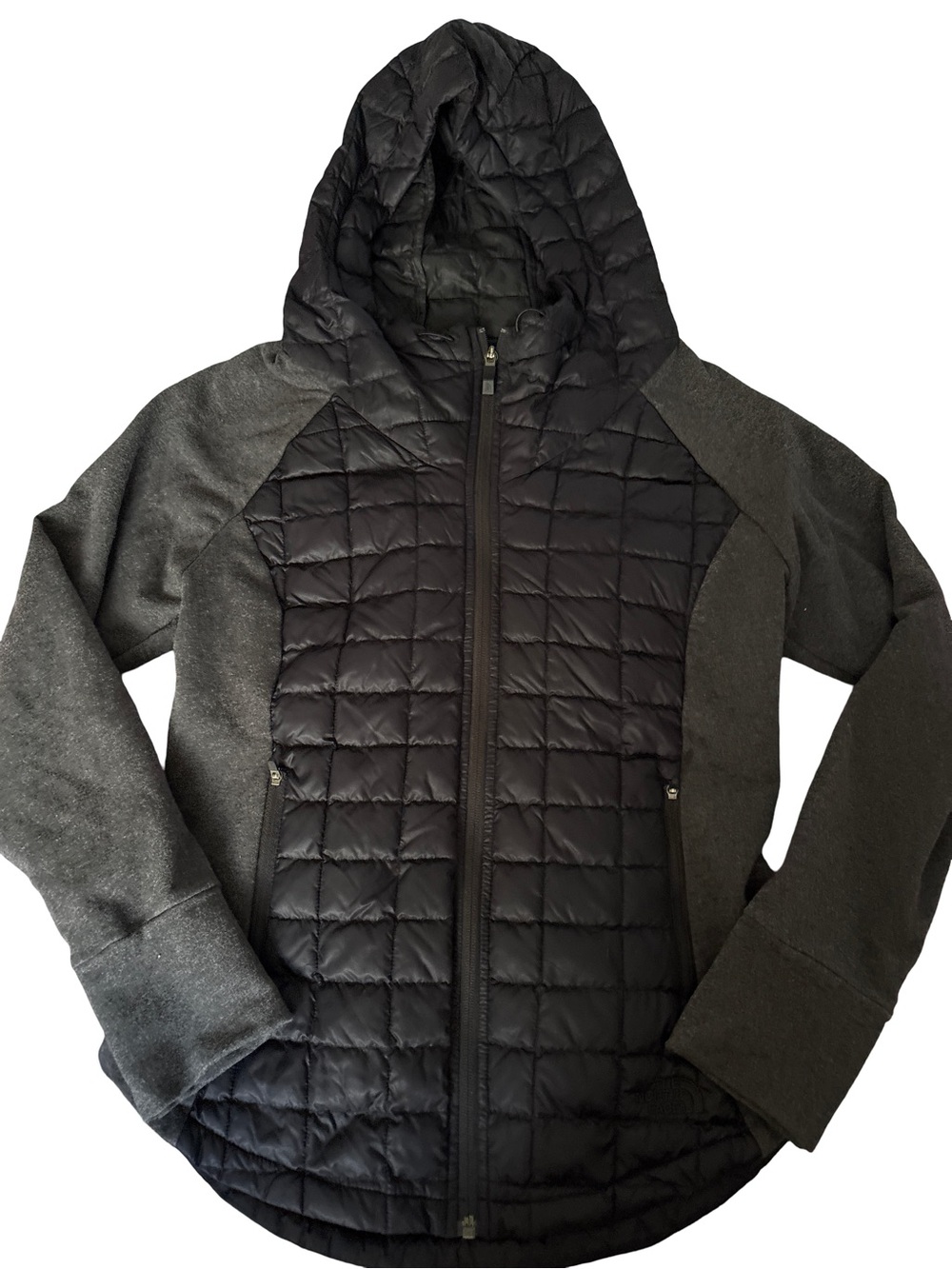 The North Face Quilted Hooded Puffer Thermoball Jacket - Black & Gray